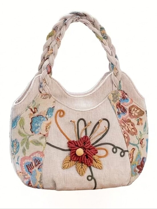 Handbags - NWT Boho Woven Tapestry Floral Small Shoulder Bag Multi Compartment Handbag